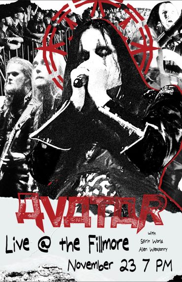 Concert poster for Avatar's live show at the Fillmore on November 23.