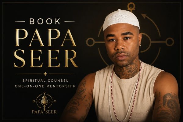 Portrait of a man promoting spiritual counsel and mentorship with Papa Seer.