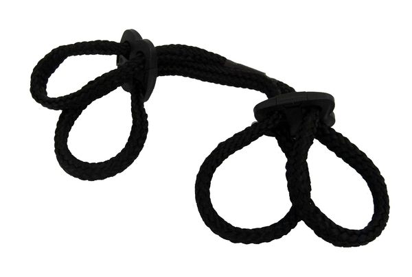 Rope wrist or ankle cuffs made of silky soft twine easy clamp design no knot required safety lock