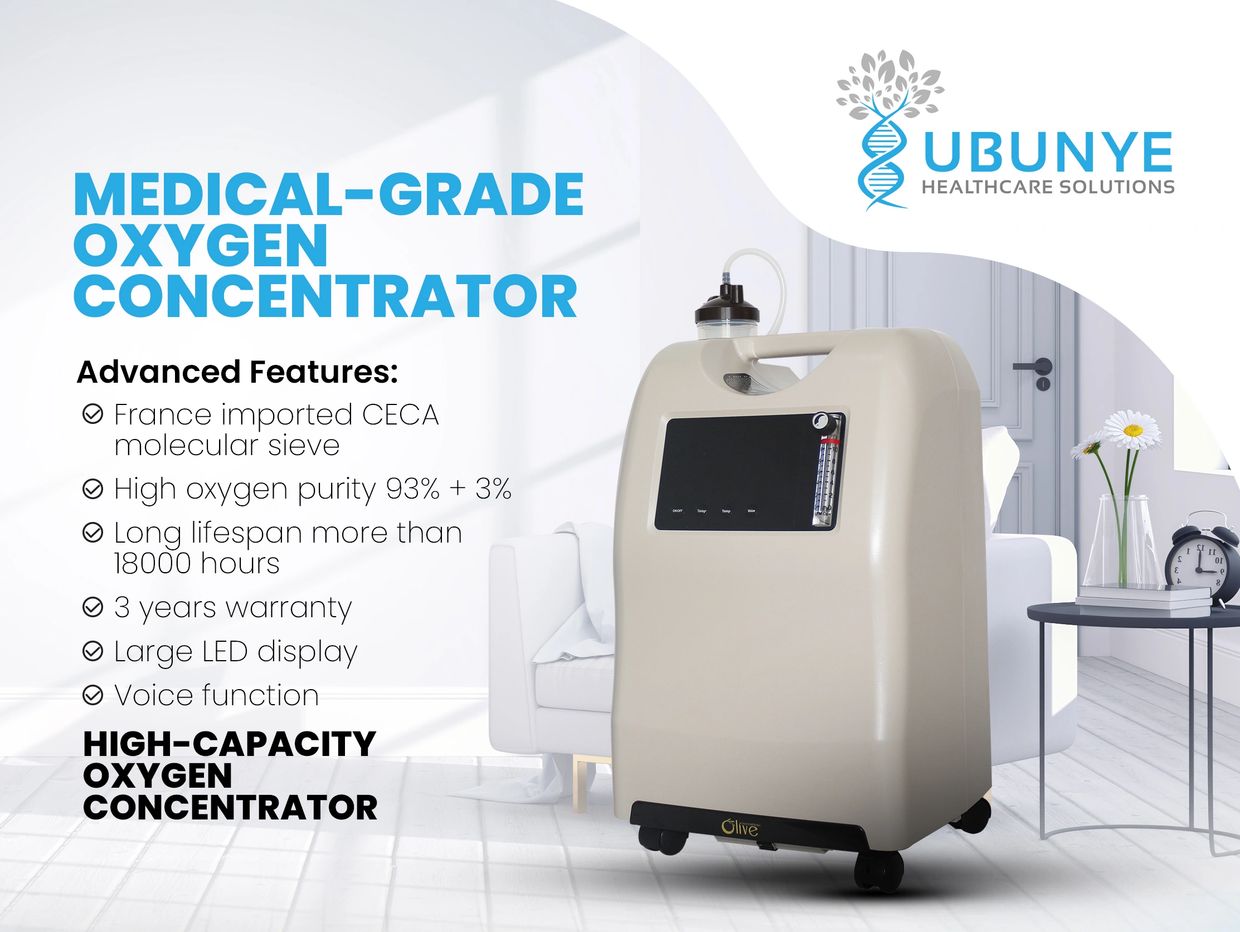 Ubunye Healthcare 10l/min medical oxygen concentrator South Africa, continuous flow high purity O2.