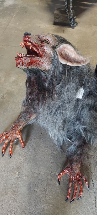 Dried blood in the werewolf's fur