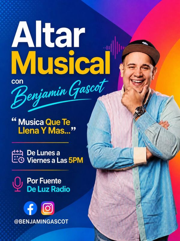Programa musical con Benjamin Gascot de lunes a viernes a las 5PM.