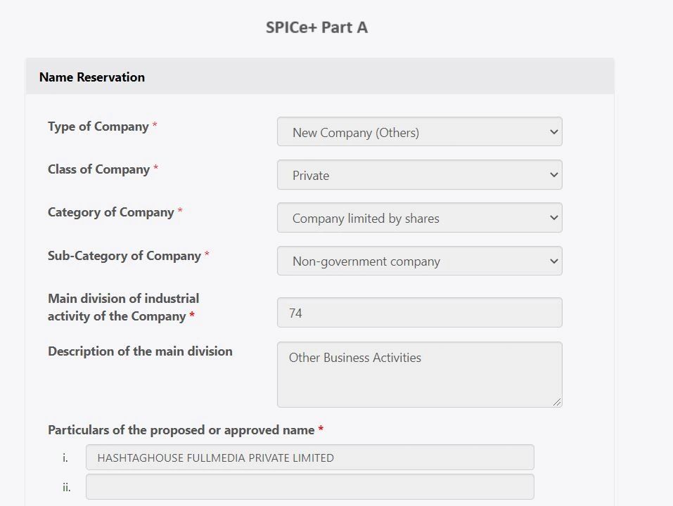 List Of Main Divisions Of Industrial Activities For Spice+ Part A