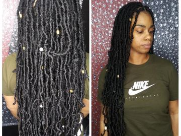 Hair is individually braided and then crochet prelooped  hair is attached 