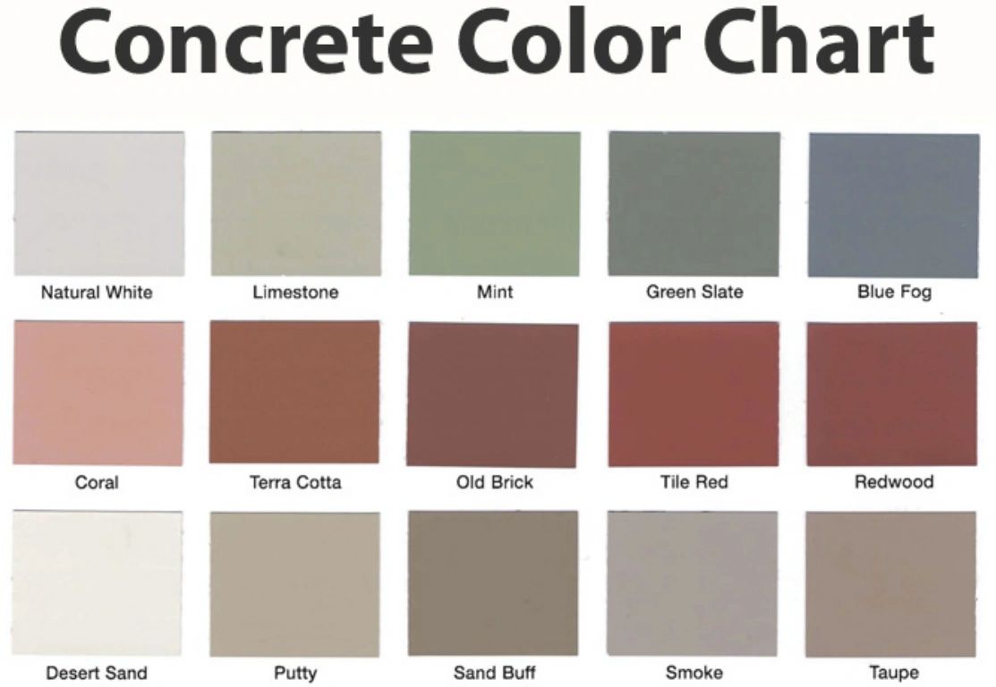 Decorative concrete color chart