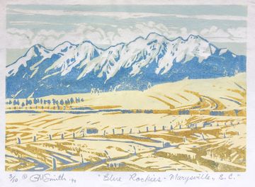 blue rockies marysville wycliffe lino print grant smith studio