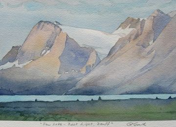 bow lake banff watercolour painting grant smith studio