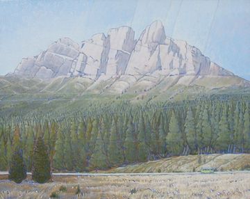 castle mountain banff bow valley parkway oil painting art work grant smith studio