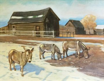 donkeys tanhauser house fort steele bc art oil painting grant smith studio