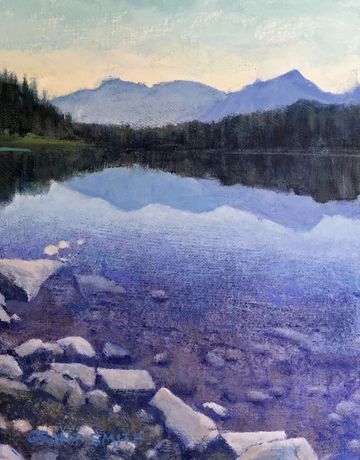 macdonald lake myer campbell rec site fort steele bc grant smith studio original oil painting