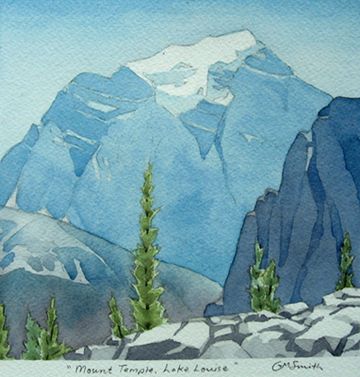 mount temple lake louise watercolour painting grant smith studio