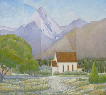 prebyterian church fort steele oil painting grant  smith studio