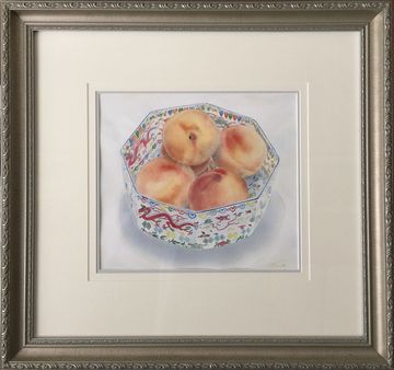 peaches still life watercolour painting art work grant smith studio