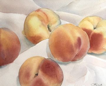 peaches still life watercolour painting art work grant smith studio