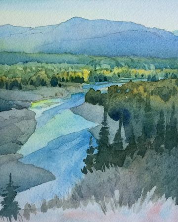 st mary river purcell mountains wycliffe kimberley watercolour painting grant smith studio