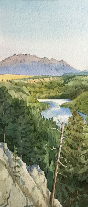 st marys river valley steeple mountain watercolour painting grant smith studio