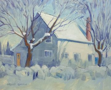 townsite house kimberley bc winter oil painting art work grant smith studio
