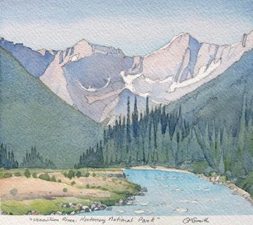 vermillion river mount numa kootenay national park plein air watercolour painting art work grant smi