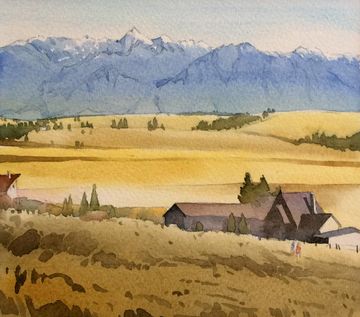 mount fisher wycliffe prairie butte watercolour painting grant smith studio