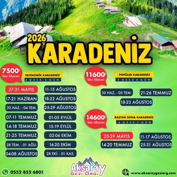 2026 Karadeniz travel dates and prices with scenic mountain village background.