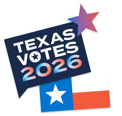 Texas Votes 2026 logo with a star and Texas flag elements.