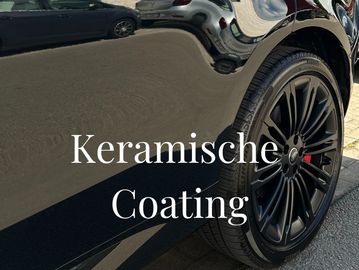 Black car wheel and shiny body with ceramic coating.