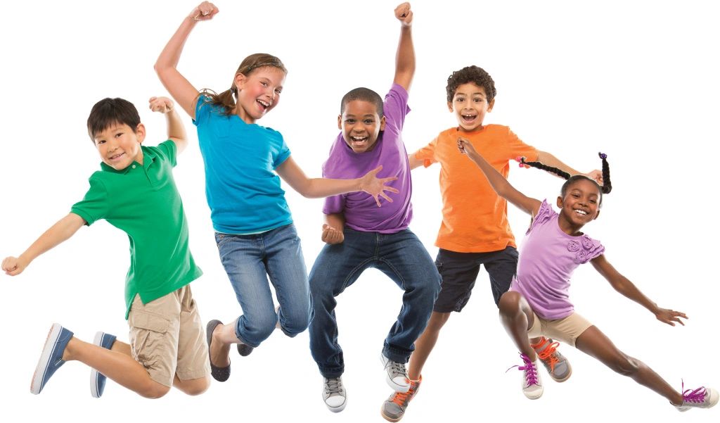 Children having fun, children jumping
