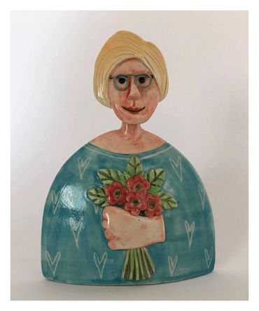 Jane Bygrave Studio Ceramics handmade stoneware figure. Semi porcelain, made in Norfolk.