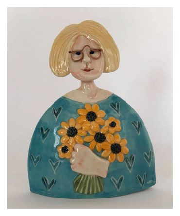 Jane Bygrave Studio Ceramics handmade stoneware figure. Semi porcelain, made in Norfolk.