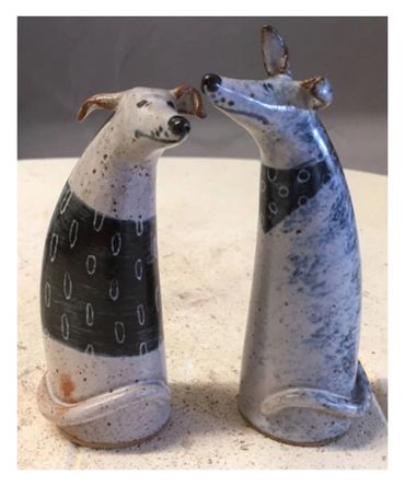 Jane Bygrave Studio Ceramics dog figure, handmade in Norfolk