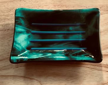 Green Soap Dish
4 x 6 inches
(Ihe strips are not raised) 
$65