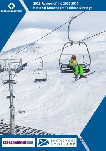 Ski lift carrying skier in snowy mountain landscape.