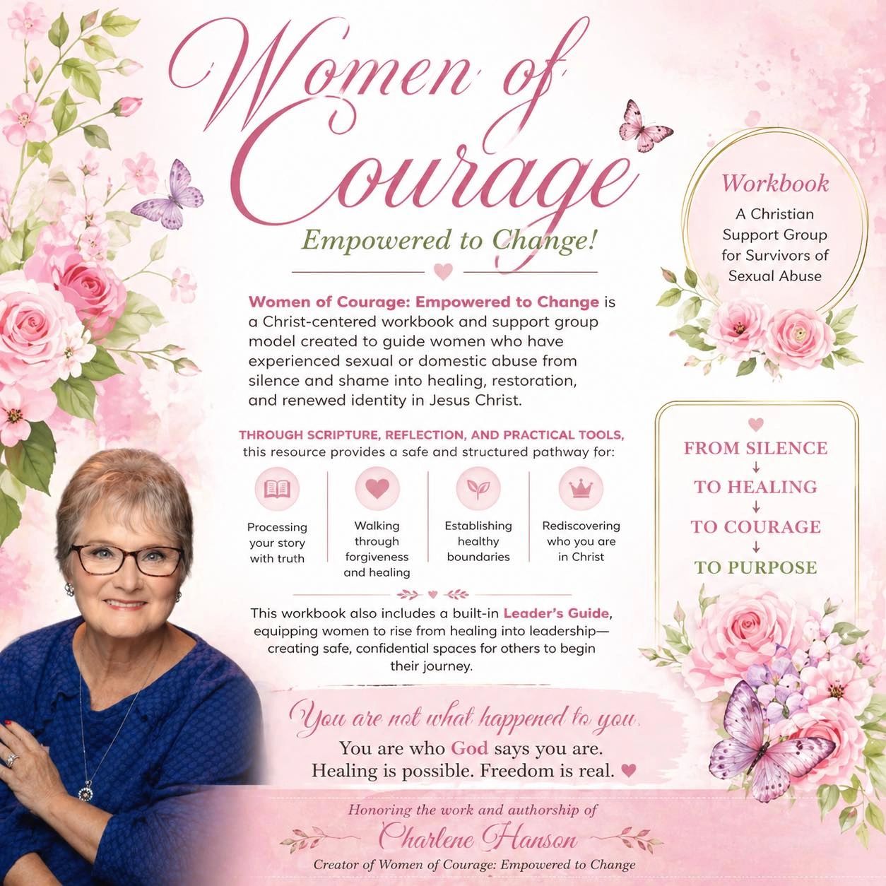 Workbook for women survivors of sexual abuse, promoting healing and courage through faith.