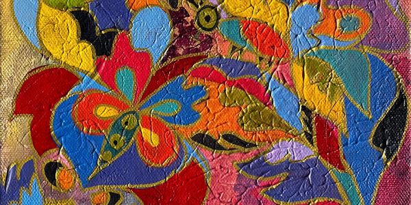 Vibrantly colorful texture painting.