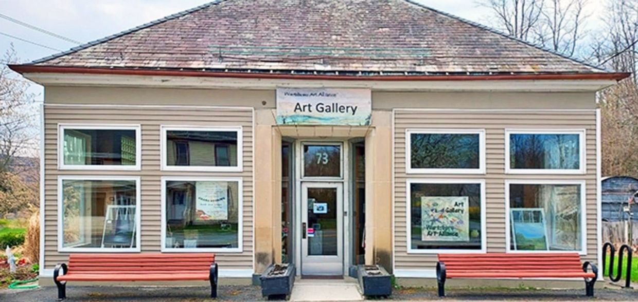 Outside front exterior of the WAA gallery during springtime.