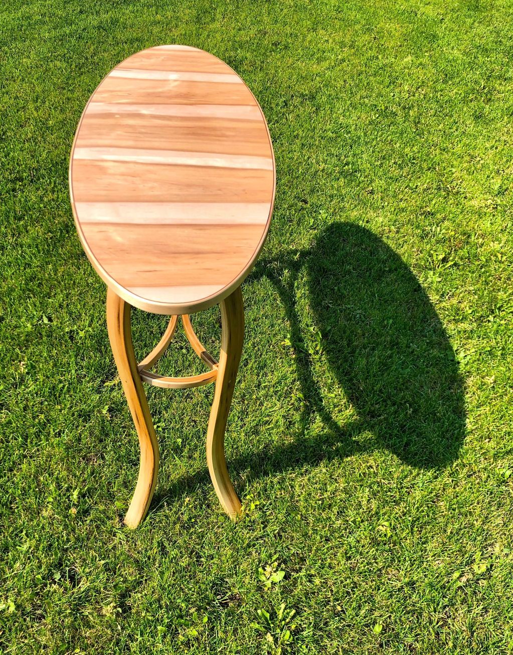 Maple entry table, spalted with walnut inlay