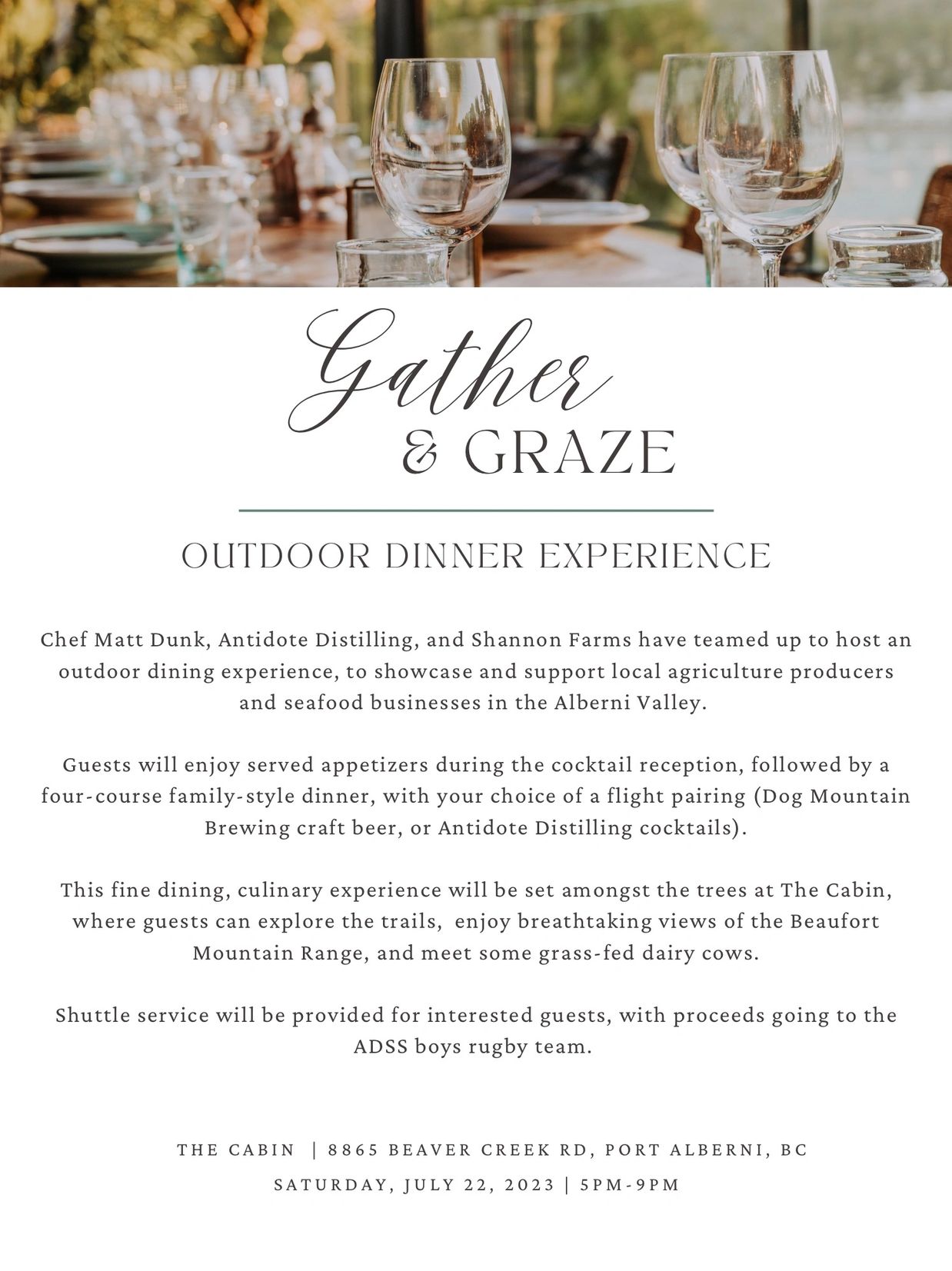 Gather and graze farm dinner event in port alberni
Shannon farms