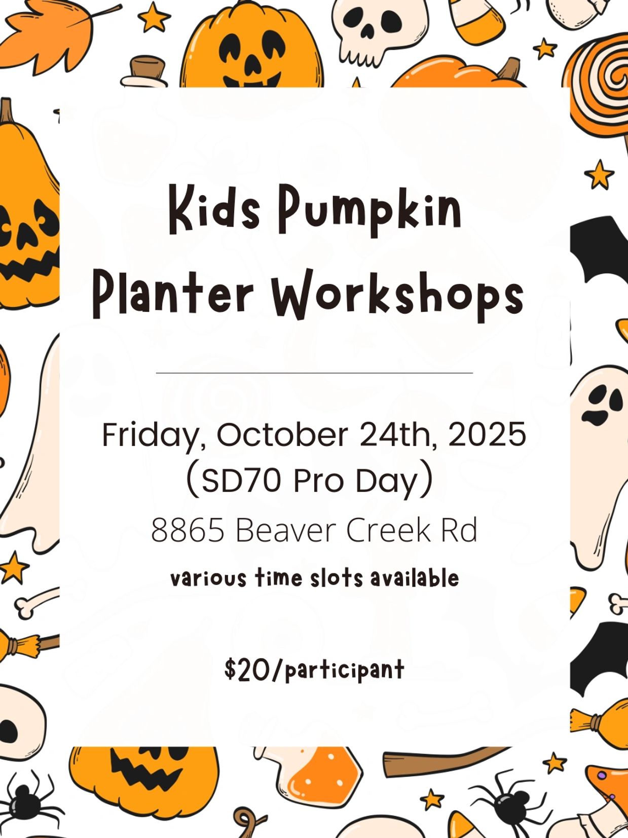 kids pumpkin planter workshop