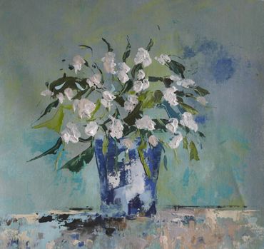 White Flowers 10x10