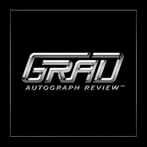 Metallic logo of 'GRAIL Autograph Review' on black background.
