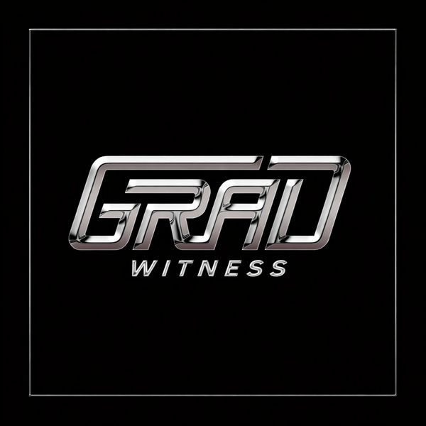 Sleek metallic 'GRÄD WITNESS' logo on a black background.