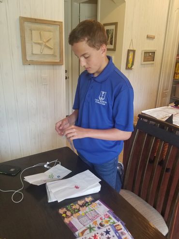 Connor making gifts of happy for Elderly in nursing homes 
