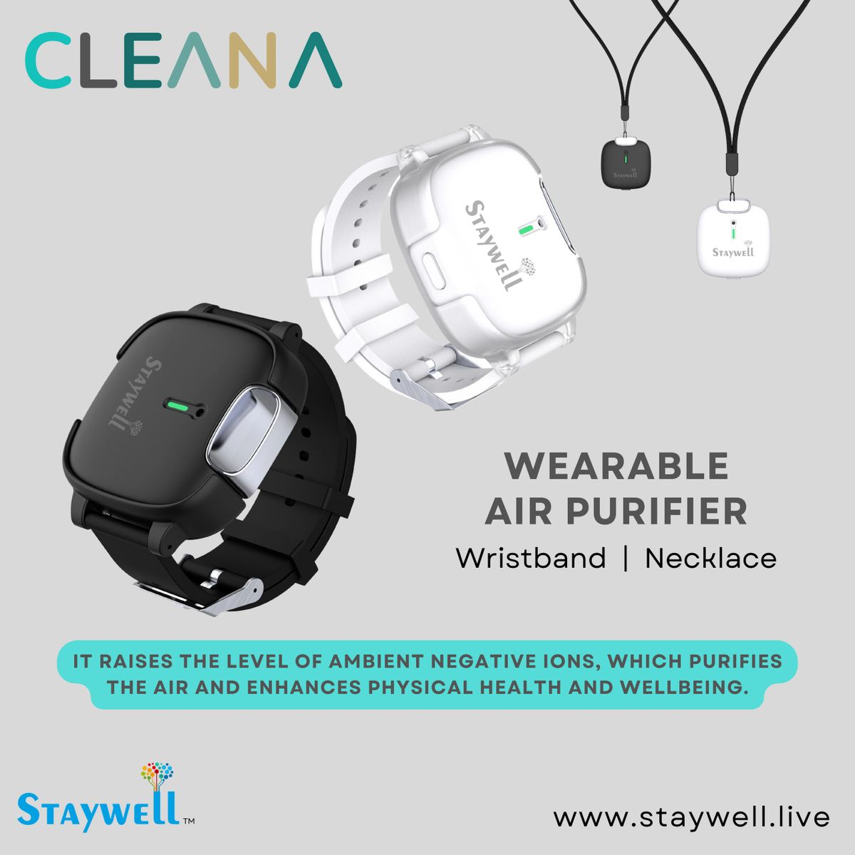 2-IN 1 Wristband Air Purifier (Can be worn as a Pendant also)
