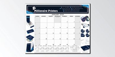 Desk planners can be can be custom printed and used as marketing material and gifts.