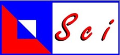Logo with geometric shapes and red text 'Sci' on a blue and white background.