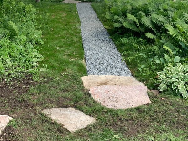 Path down to a lake in Stillwater, MN by HammerTime Landscaping.
