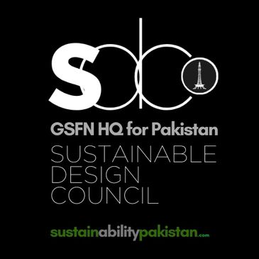Logo for Sustainable Design Council Pakistan with an Eiffel Tower icon.