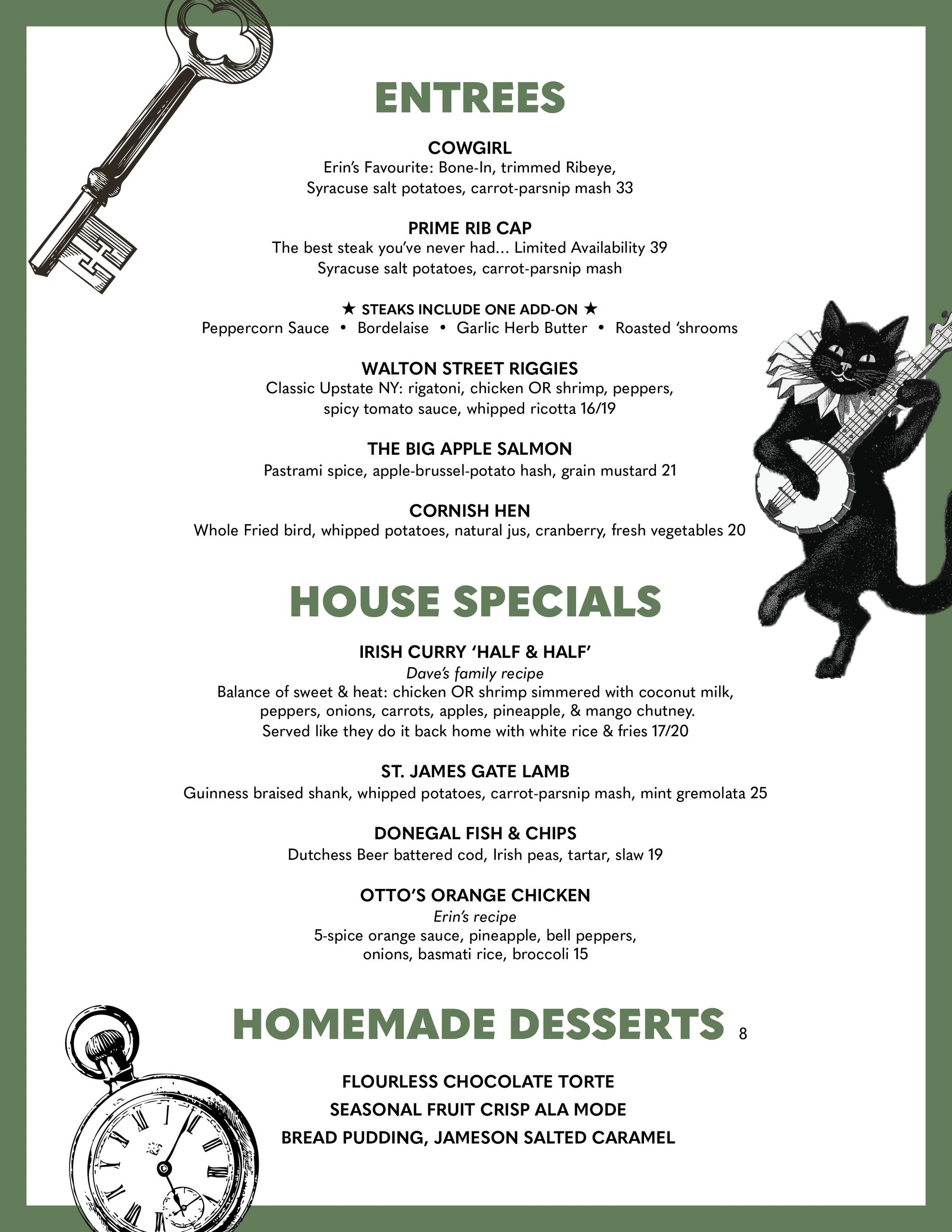 Menu Erin O'Neill's Pub & Grill