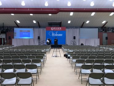 Rider University Prospective Student Presentation in Gymnasium