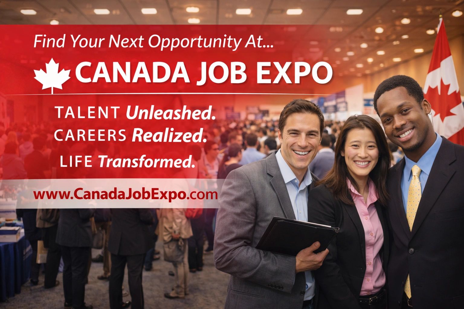 Canada Job Expo advertisement with diverse professionals.